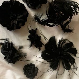Pretty black hair flowers and headband